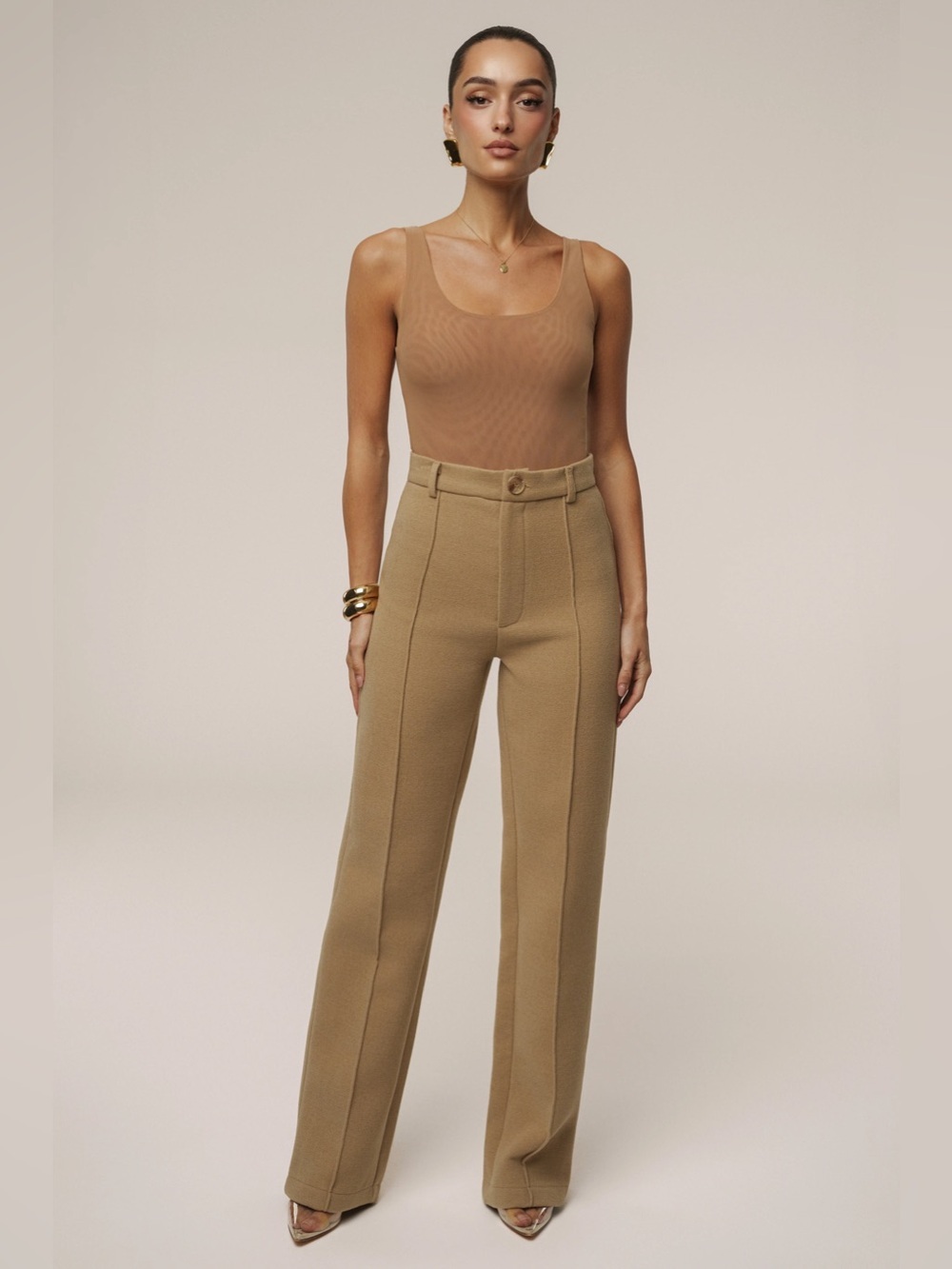 JLUXLABEL Straight-Leg trousers flare high waisted preppy modern anthropologie s